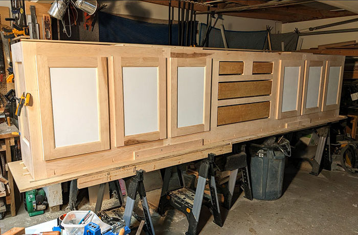 Built-In Library with Oak Rolling Ladder