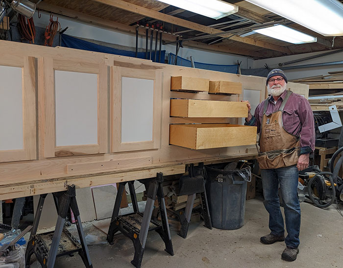 Built-In Library with Oak Rolling Ladder