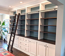 Built-In Library with Oak Rolling Ladder