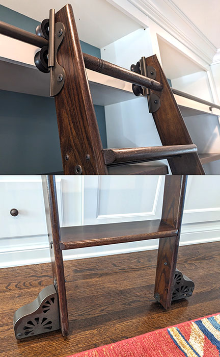 Built-In Library with Oak Rolling Ladder