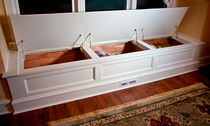 Window Seat with Birch Storage Boxes
