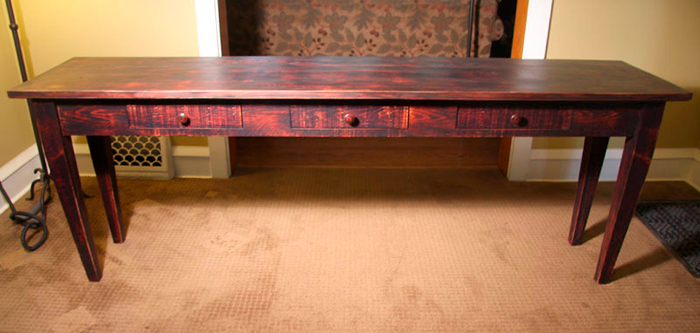 Shaker Orchard/ Work Table with Distressed Paint Finish