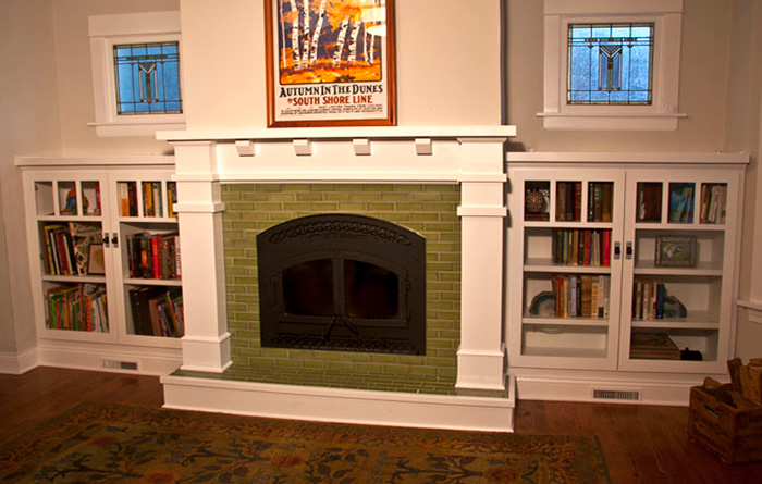 Oak Park Mantel and Bookcases